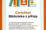 Certyfikat ,,Biblioteka z pasją